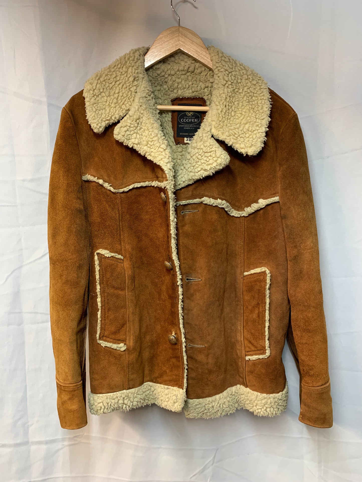Vintage Coopers Western Suede Sherpa Jacket - 38 Cosmo Kramer